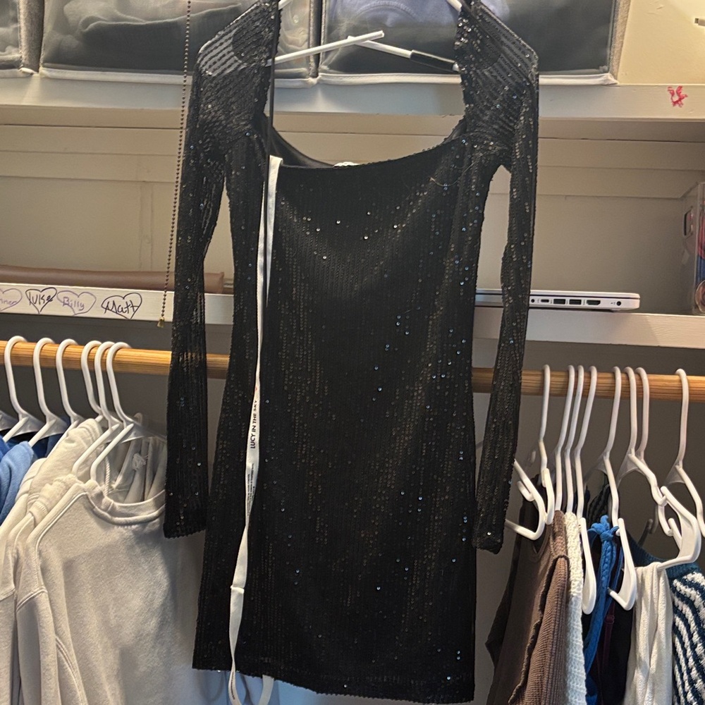 Lucy in the Sky Black Sequin Long Sleeve Dress